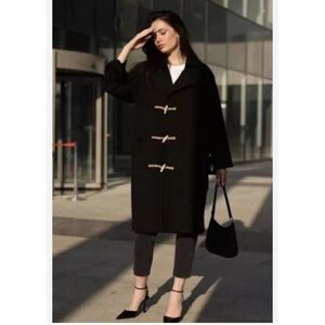 ZARA WOOL BLEND COAT WITH TOGGLES LIMITED EDITION BLACK SIZE M REF. 3057/783